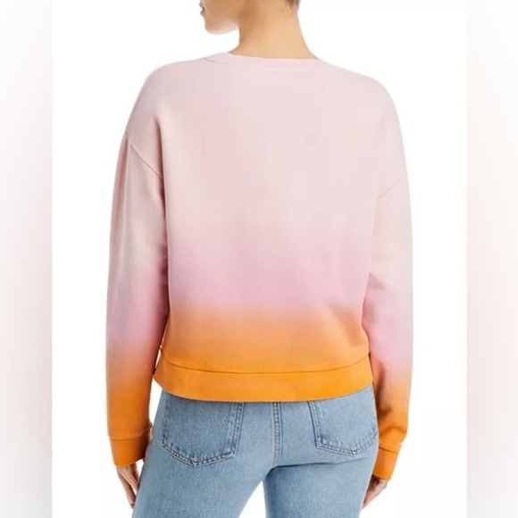 Kule the Summer Ombre Cropped Sweater Pink and Orange Sweatshirt Crew Neck M - Picture 2 of 14